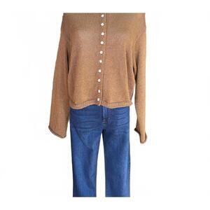 NEW KLD. SIGNATURE women's loose knit cardigan in brown